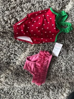 Old Navy Red & Pink Strawberry Ruffle Two-Piece Swimsuit
